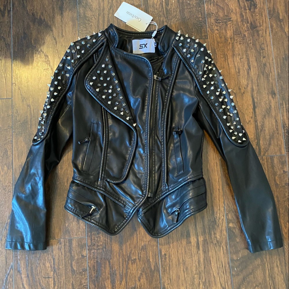 Leather studded jacket